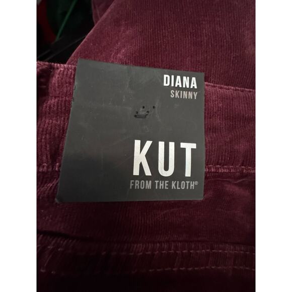 KUT FROM THE KLOTH NWT $99 Diana Skinny Corduroy Pants Burgundy - Picture 7 of 9